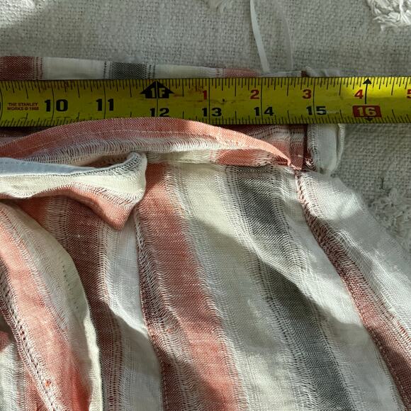 Anthropologie Tregene 100% Linen Maxi Skirt Vertical Stripes Button Down Size M - Picture 7 of 8